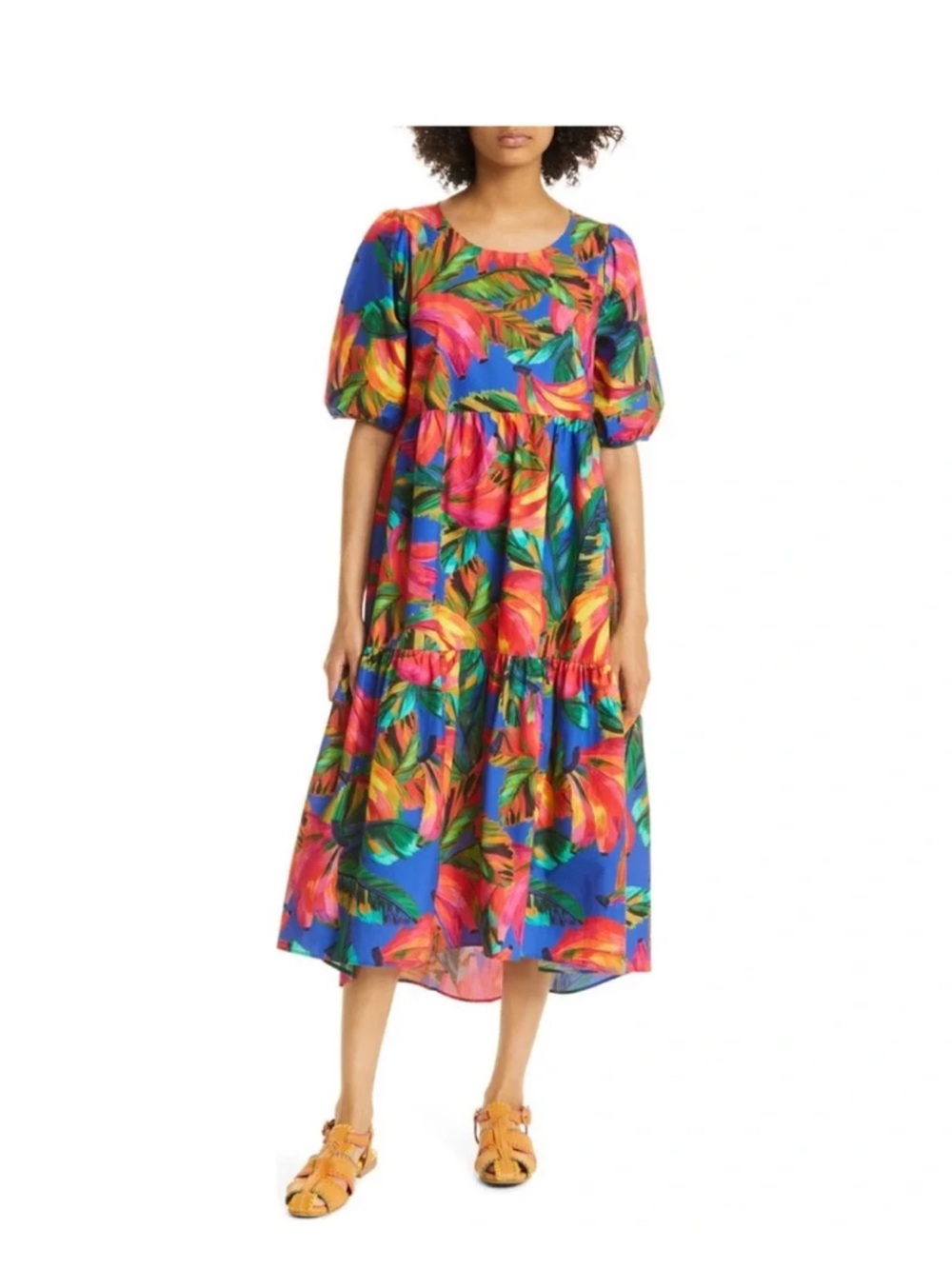 NWOT Farm Rio Banana Mix Midi Dress
